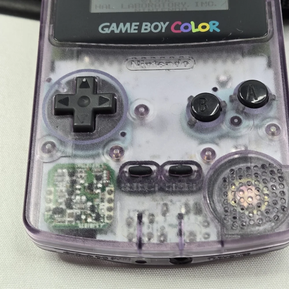 Nintendo Game Boy Color GBC Atomic Purple CGB-001 Handheld & Carry Bag & 1 Game